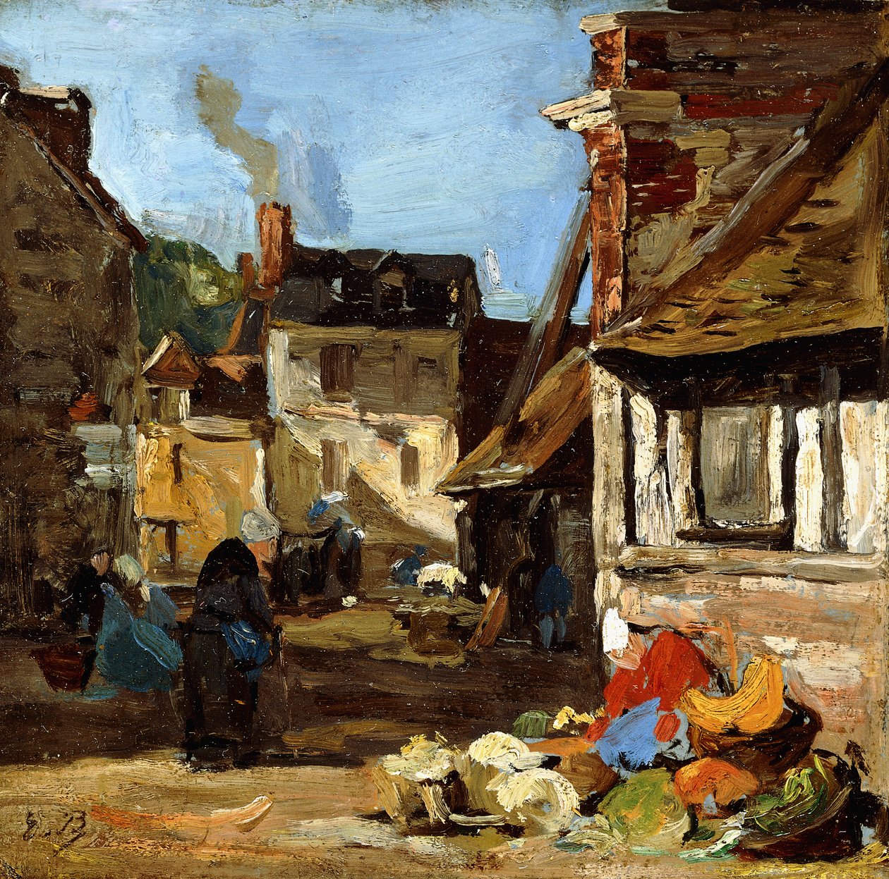 Honfleur, Saint-Catherine marknadsplats, 1867-1870 av Eugene Louis Boudin