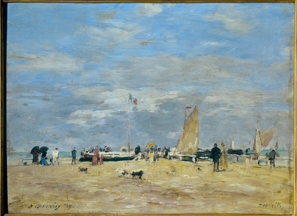 The jetty of Deauville”” - Målning av Eugene Louis Boudin (1824-1898) 19:e Höjd: 0,235 m - Bredd: 0,325 m Paris, Musée d