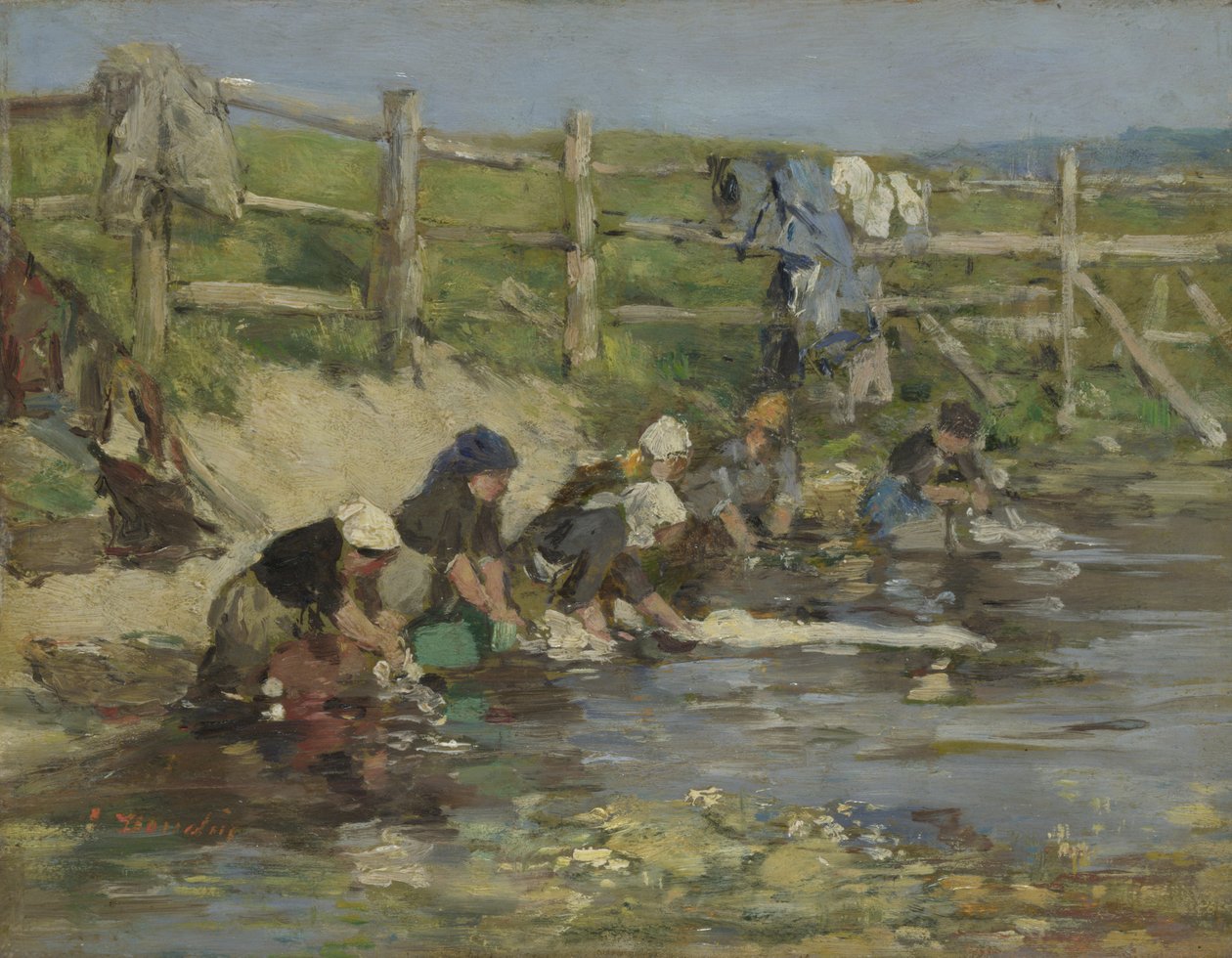 Tvätterier vid en bäck, ca. 1886-1890 av Eugene Louis Boudin