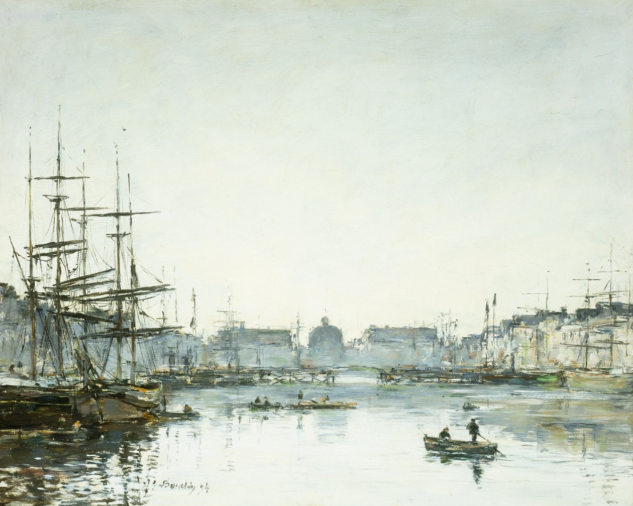 Le Havre, handelsbassängen, 1894 av Eugene Louis Boudin