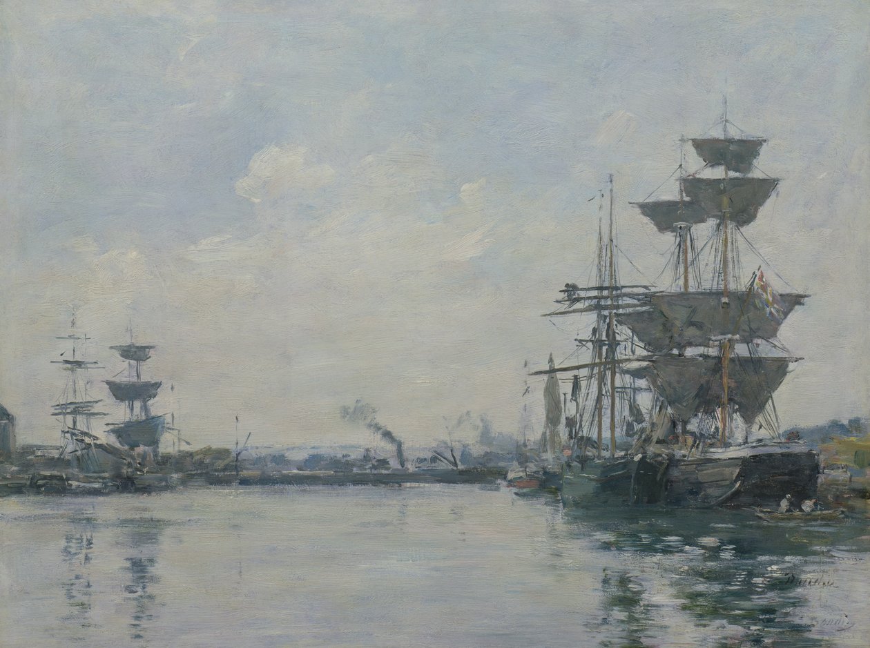 Le Havre, fartyg i en bassäng av Eugene Louis Boudin
