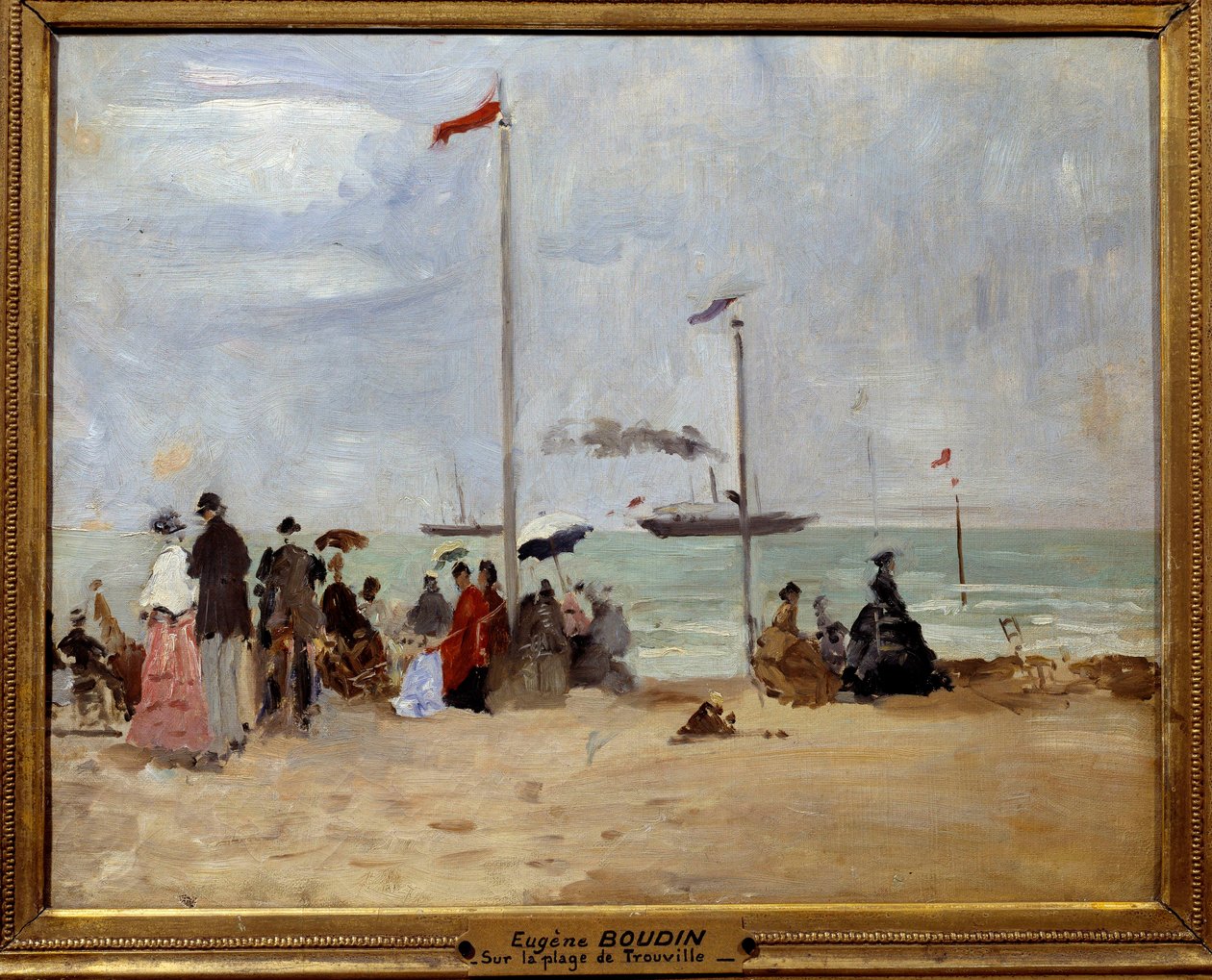 På stranden i Trouville. Målning av Eugene Louis Boudin (1824-1898) av Eugene Louis Boudin