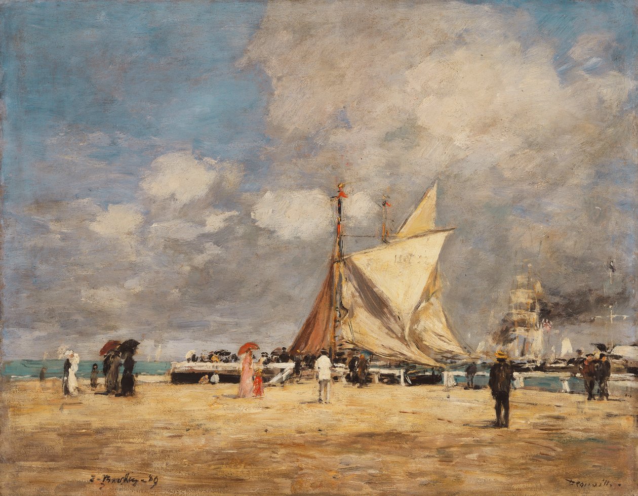 På piren, Deauville, 1889 av Eugene Louis Boudin