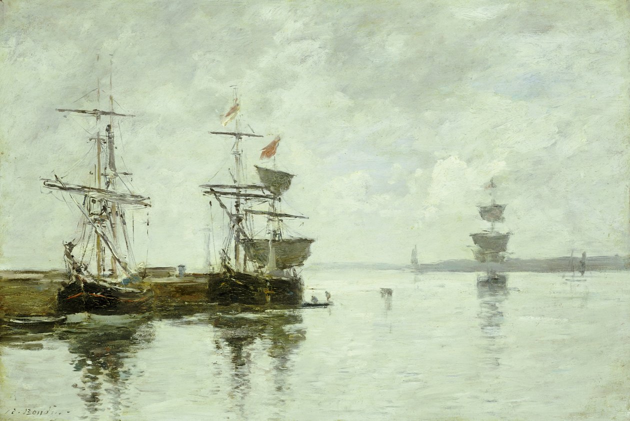 Hamnscenen, ca 1880 av Eugene Louis Boudin