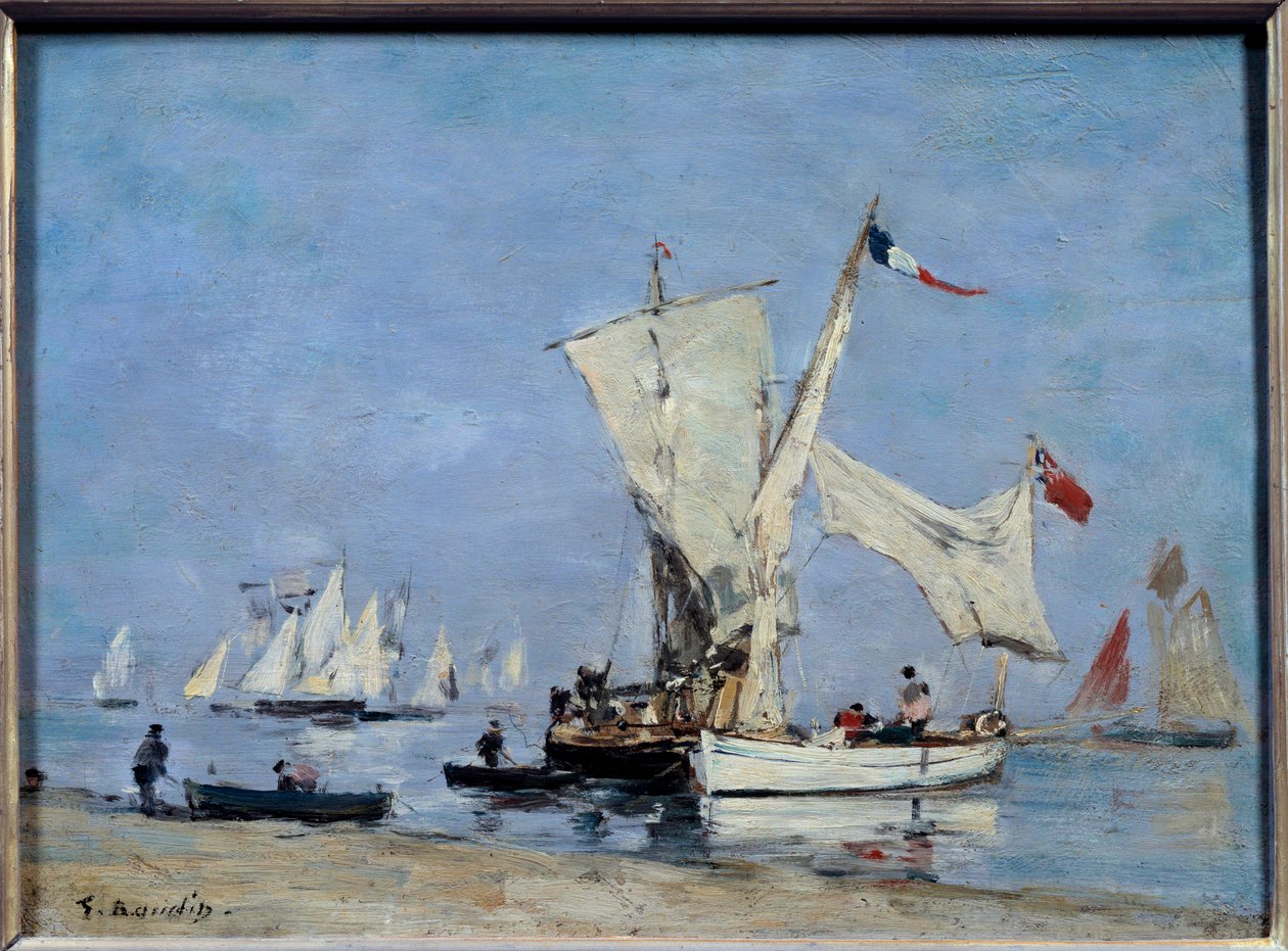 Segelbåtsmålning av Eugene Louis Boudin (1824-1898) 1869 Sön. 0,24x0,33 m Paris, musee d
