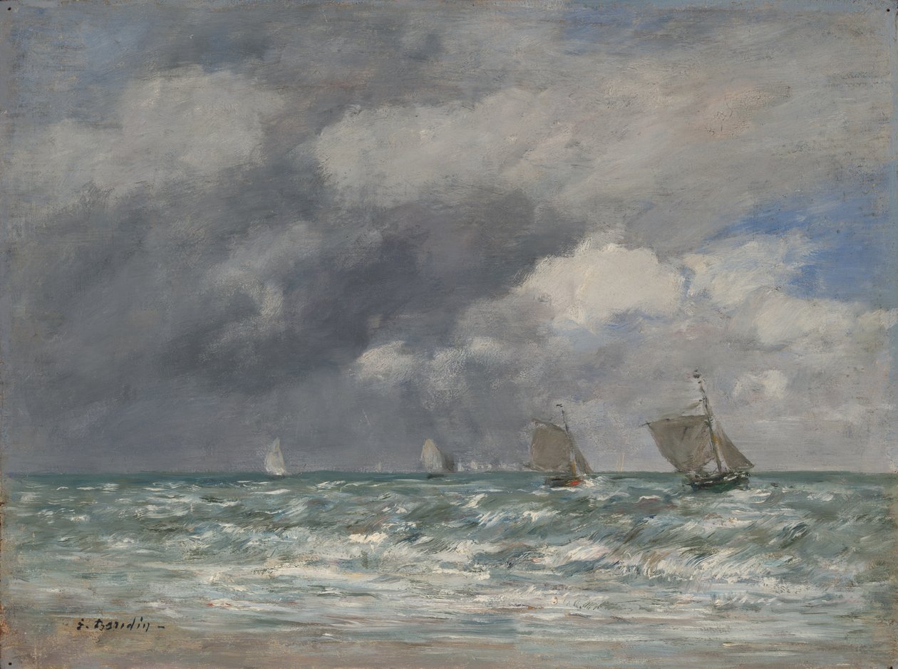 Segelbåtar nära Trouville, ca 1885-90 av Eugene Louis Boudin