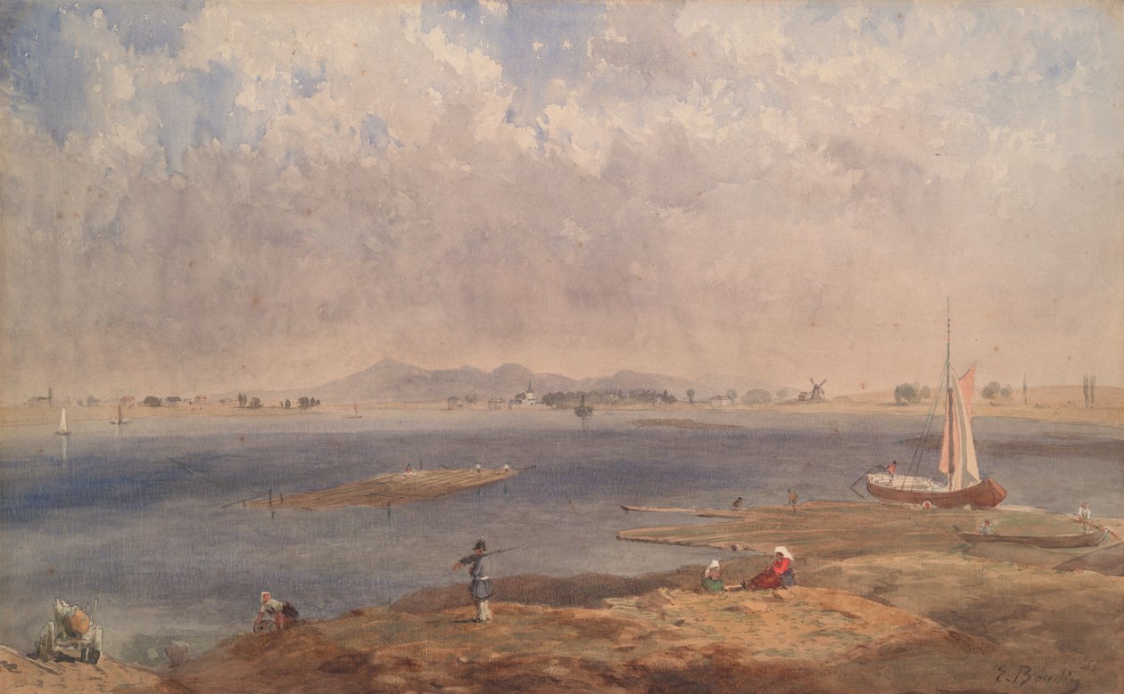 Havslandskap i Bretagne av Eugene Louis Boudin