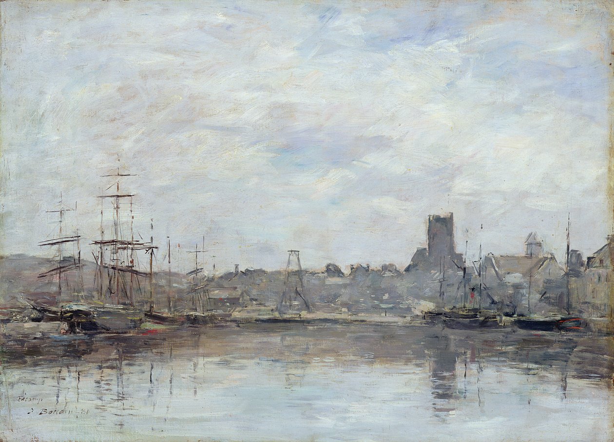 September Morgon: Hamnen i Fecamp av Eugene Louis Boudin