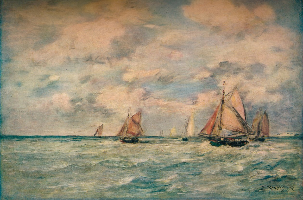 Utfart från båtarna vid Trouville, 1895, 1920. av Eugene Louis Boudin