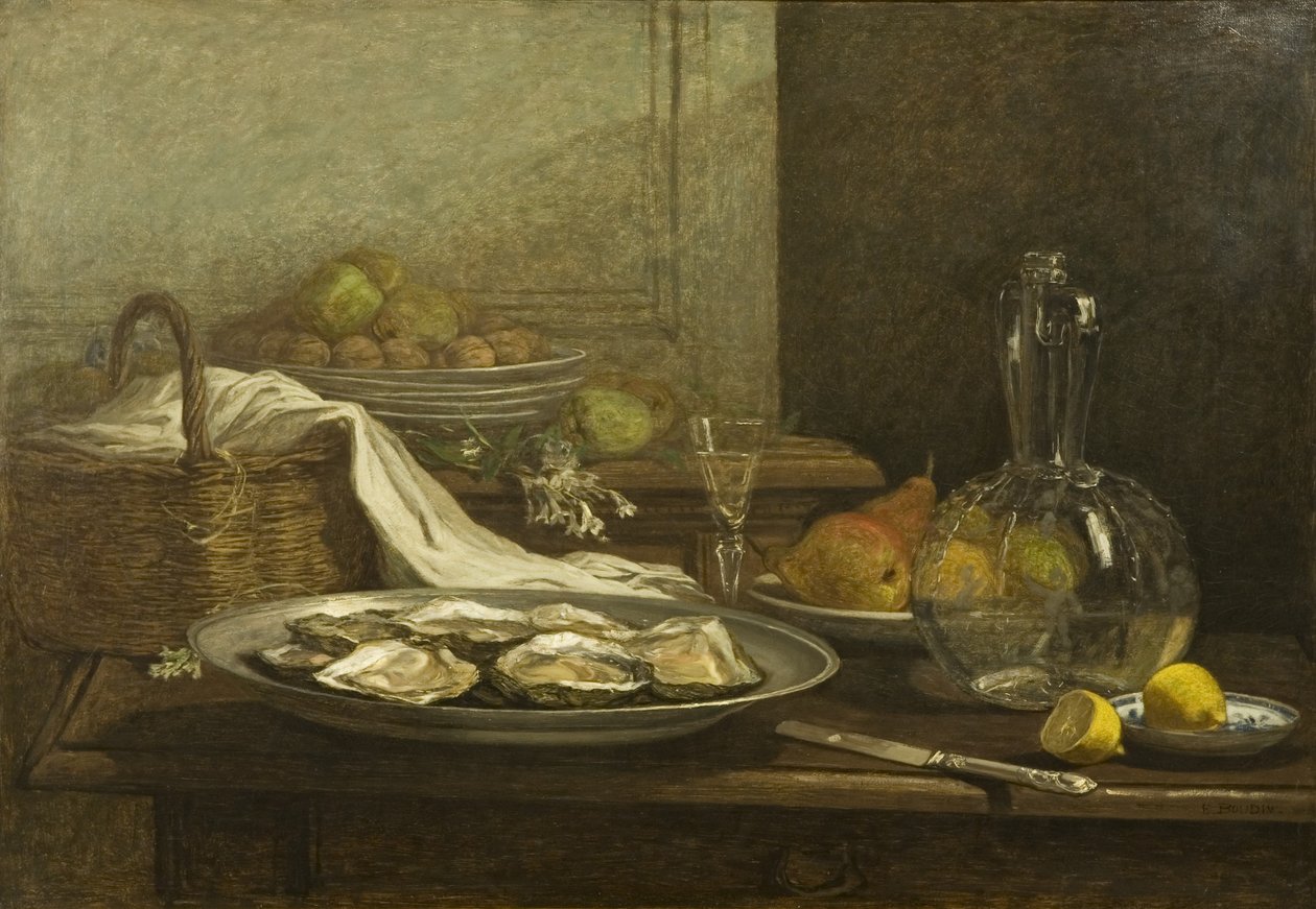 Stilleben med ostron, ca 1850 (olja på duk) av Eugene Louis Boudin