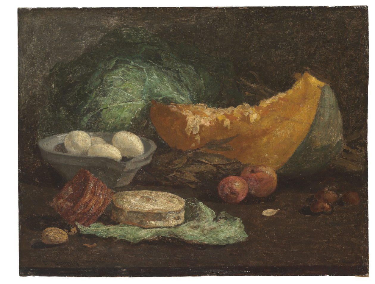 Stilleben med ägg och pumpa, ca 1853-56 av Eugene Louis Boudin