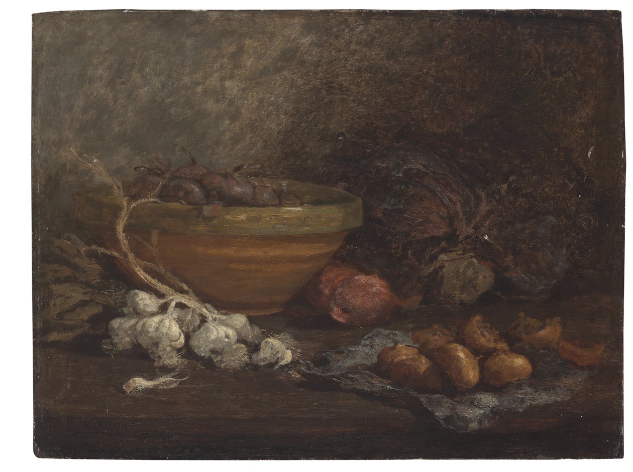 Stilleben med lök, c.1853-56 av Eugene Louis Boudin