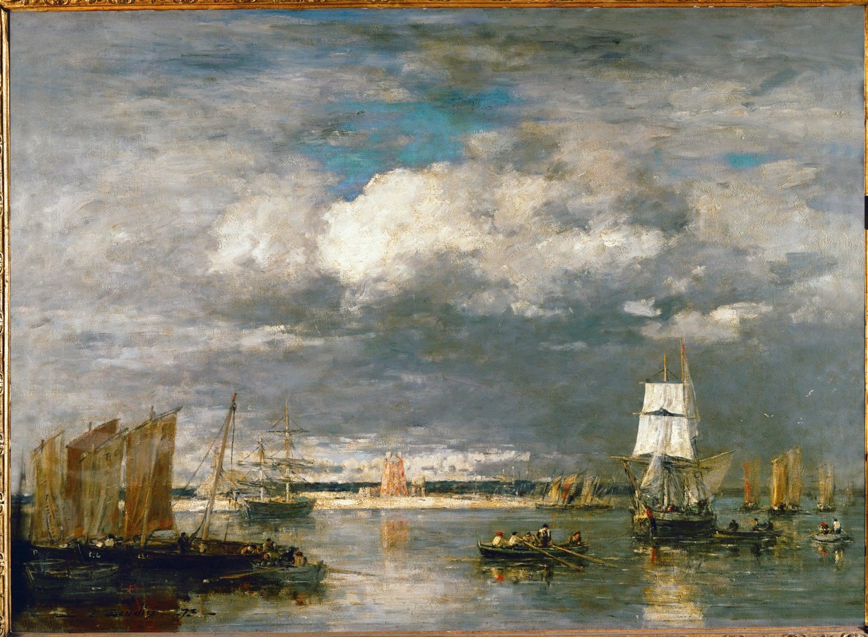Storm vid Camarets hamn (olja på duk) av Eugene Louis Boudin