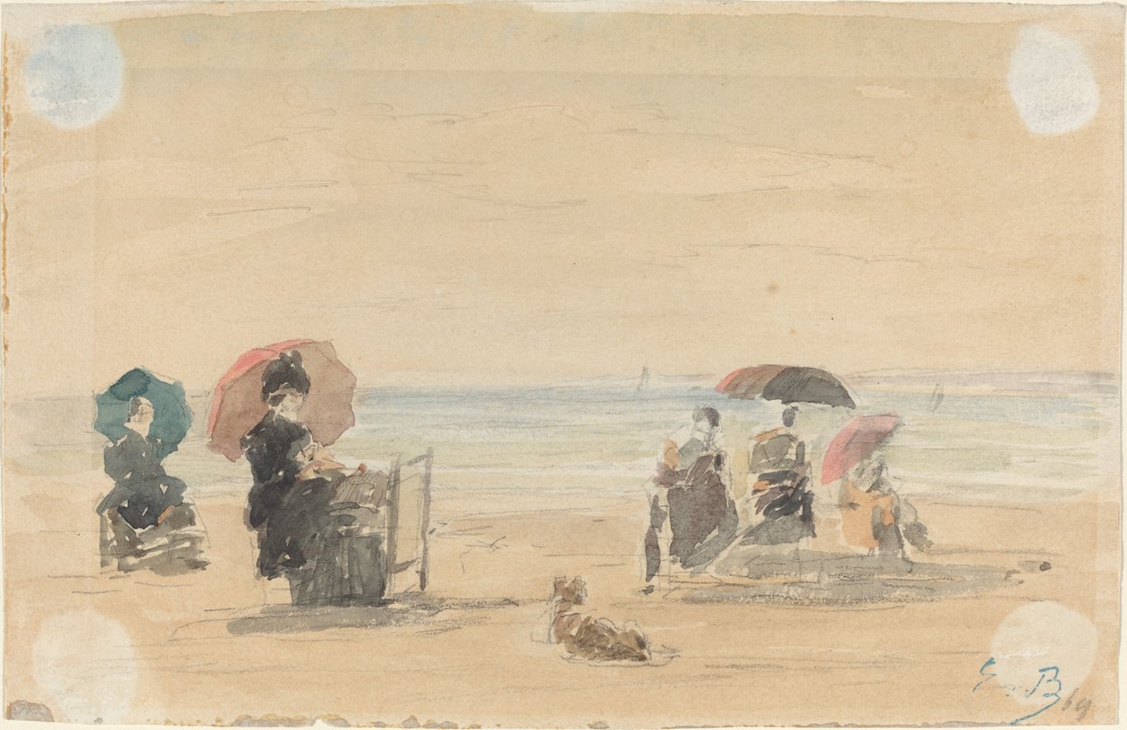 Solskydd, Trouville, 1869. av Eugene Louis Boudin