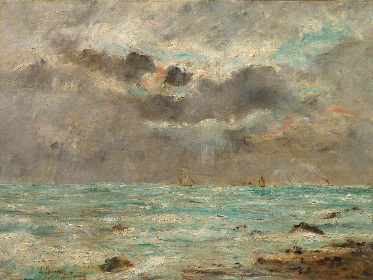 Kusten vid Trouville, ca 1865-1900 (olja på tyg) av Eugene Louis Boudin