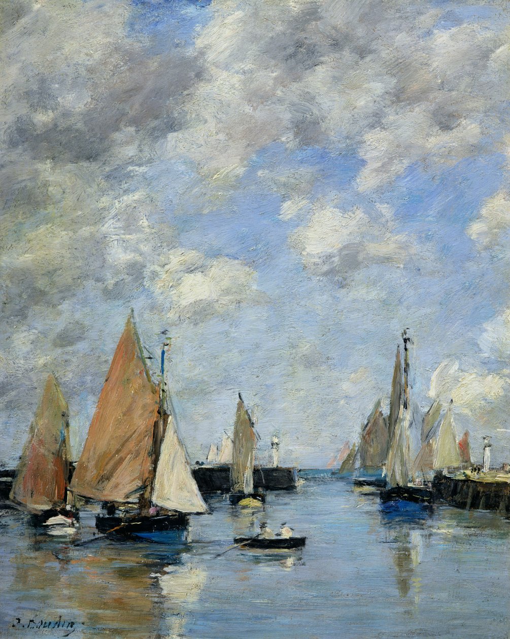 Kajen vid högvatten, Trouville av Eugene Louis Boudin
