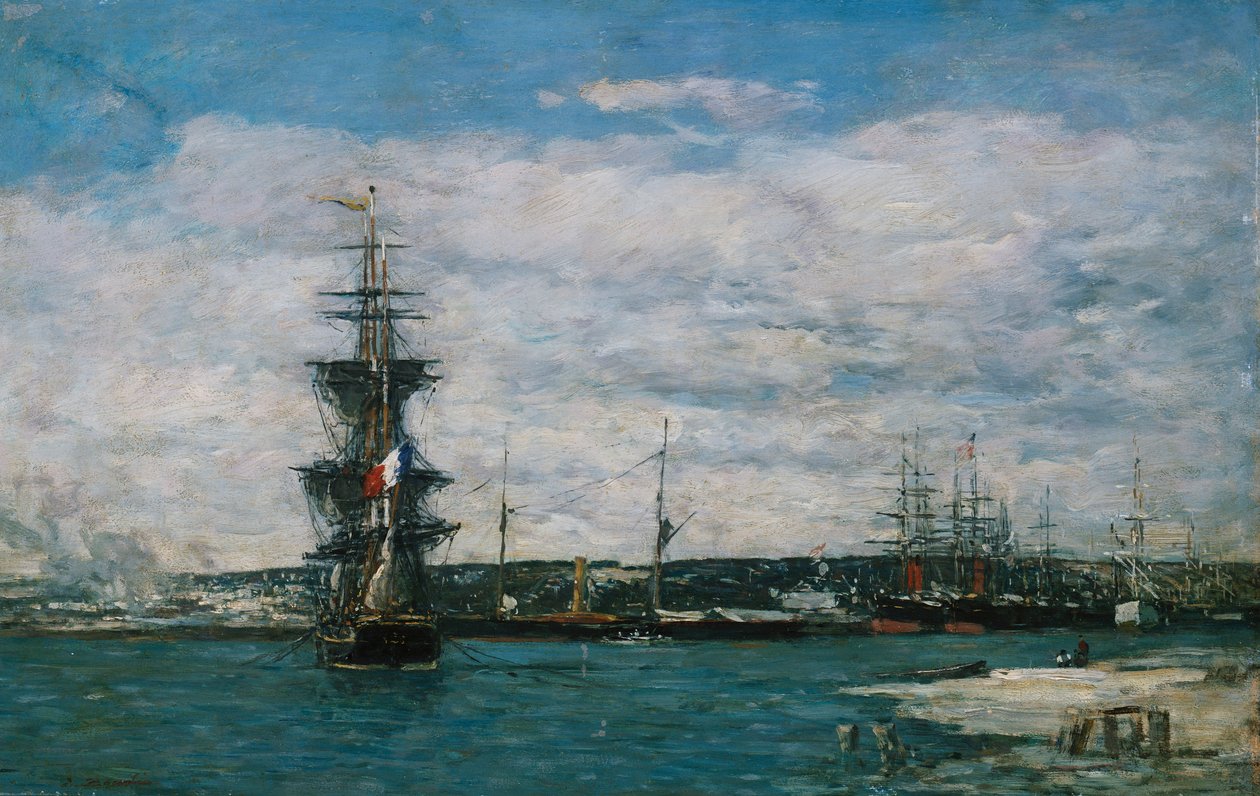 Hamnen i Havre, c.1864-66 av Eugene Louis Boudin
