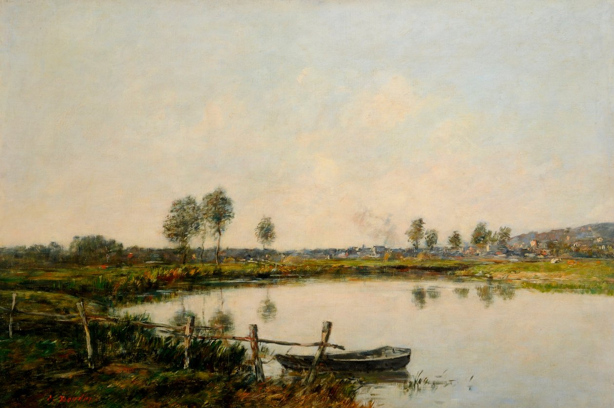 The Water Meadows i Deauville, Frankrike (olja på duk) av Eugene Louis Boudin