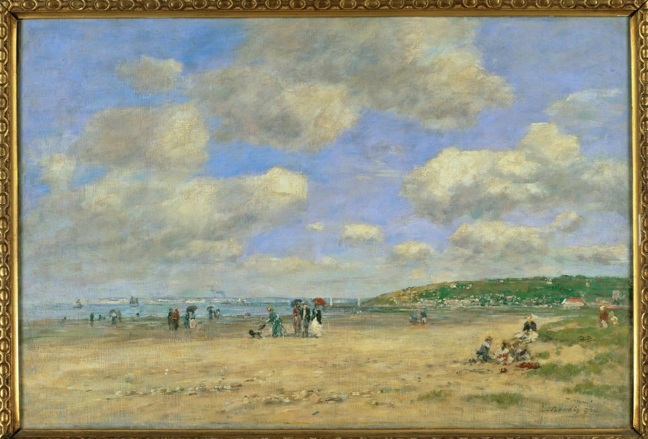 Stranden vid Tourgeville-les-sablons (målning på duk) av Eugene Louis Boudin
