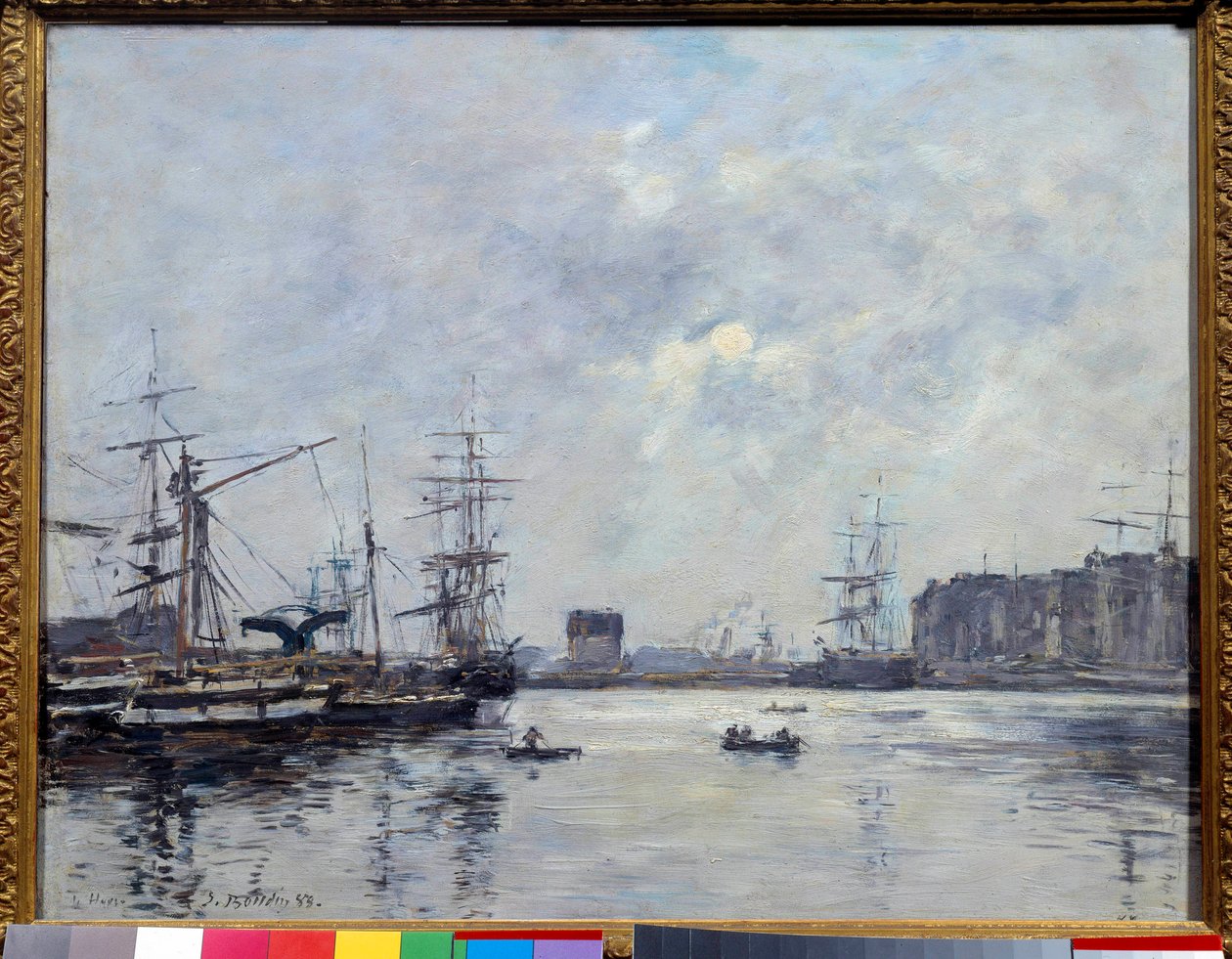 Hamnen i Le Havre bassängen av baren. Målning av Eugene Louis Boudin (1824-1898) av Eugene Louis Boudin