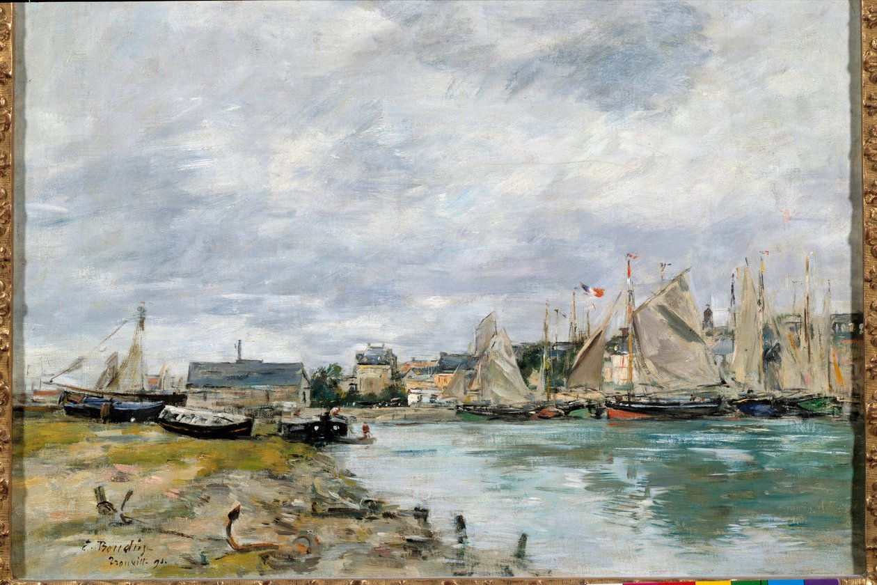 Hamnen i Trouville. Målning av Eugene Louis Boudin (1824-1898) av Eugene Louis Boudin