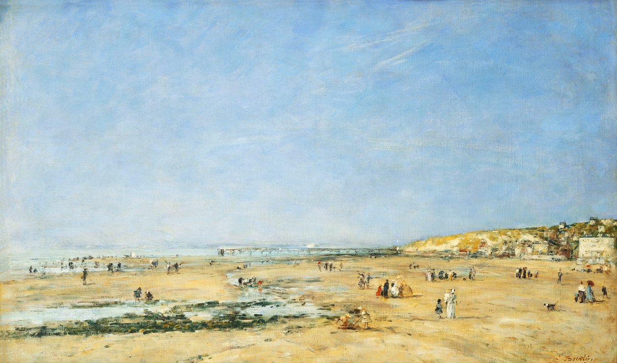 Trouville, allmän utsikt över stranden; Trouville, Allmän utsikt över stranden, 1890 av Eugene Louis Boudin
