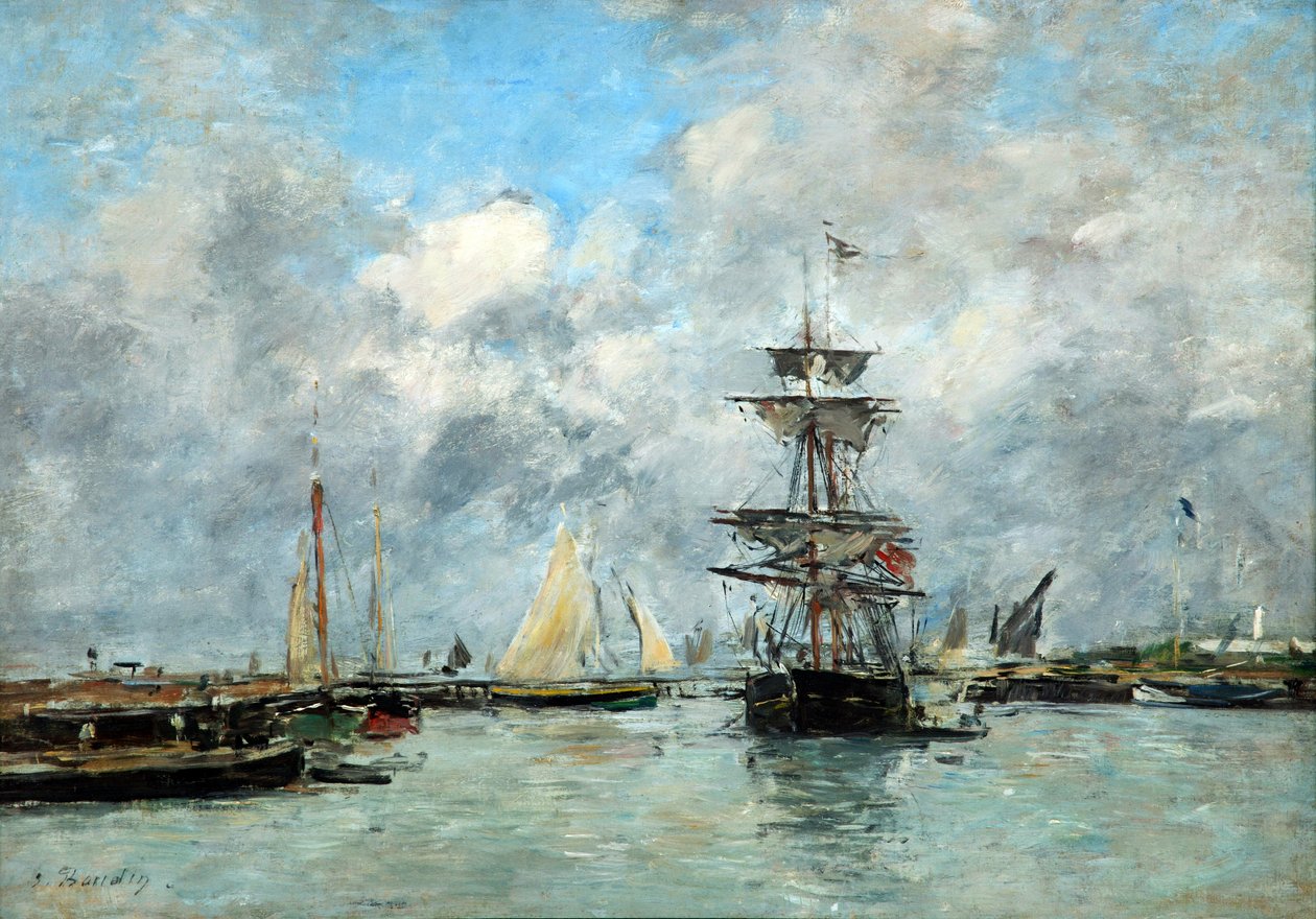 Trouville Harbor (olja på duk) av Eugene Louis Boudin
