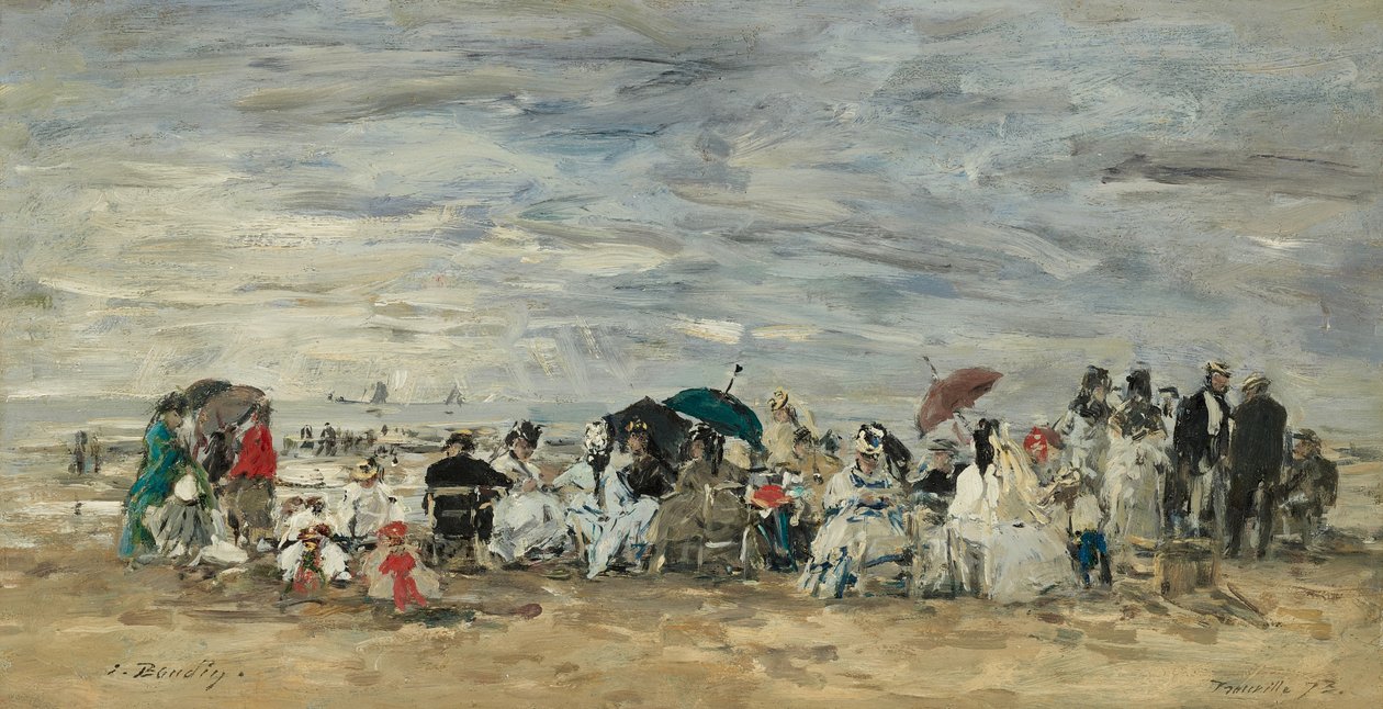 Trouville, Strandscen av Eugene Louis Boudin