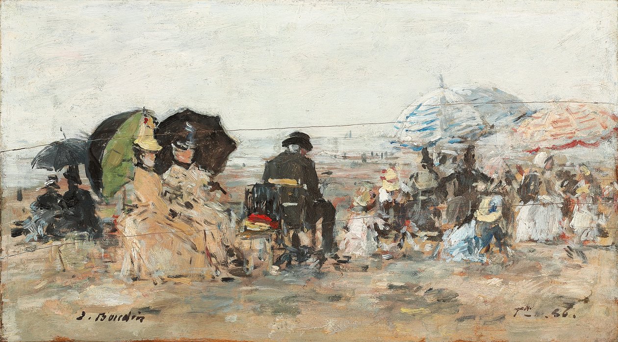 Trouville, strandscen; Trouville, strandscen, 1886 av Eugene Louis Boudin