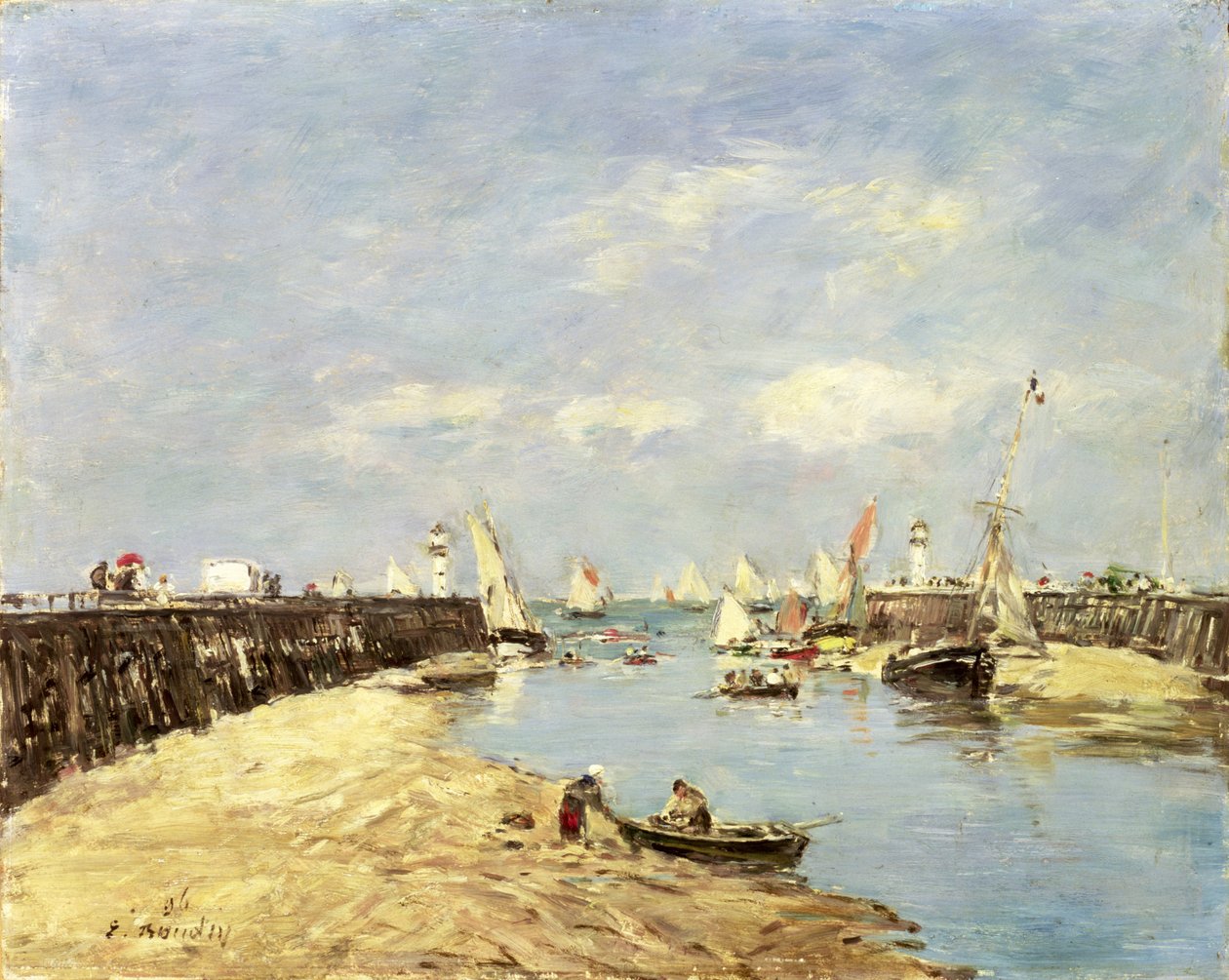 Trouville, bryggan och bassängen, 1896 av Eugene Louis Boudin