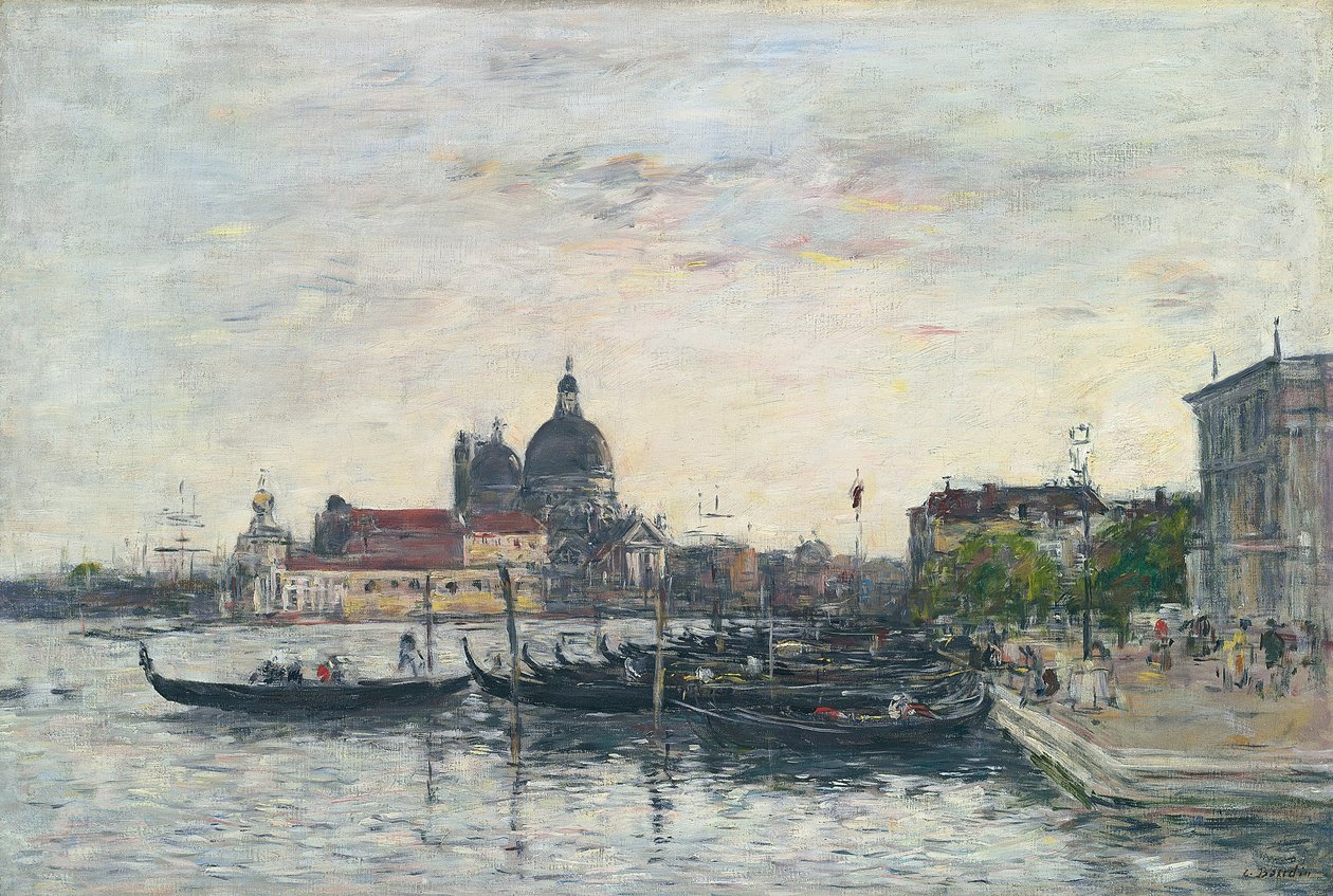 Venedig, mullvaden vid ingången till Canal Grande och salut, kväll, 1895 av Eugene Louis Boudin