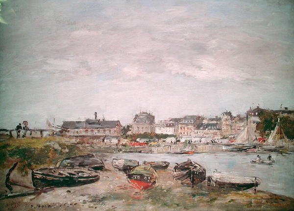 Utsikt över hamnen, Trouville av Eugene Louis Boudin