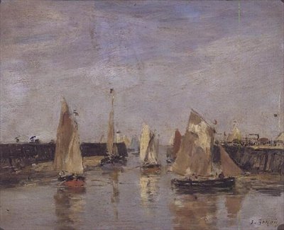 Yachter i hamnen av Eugene Louis Boudin
