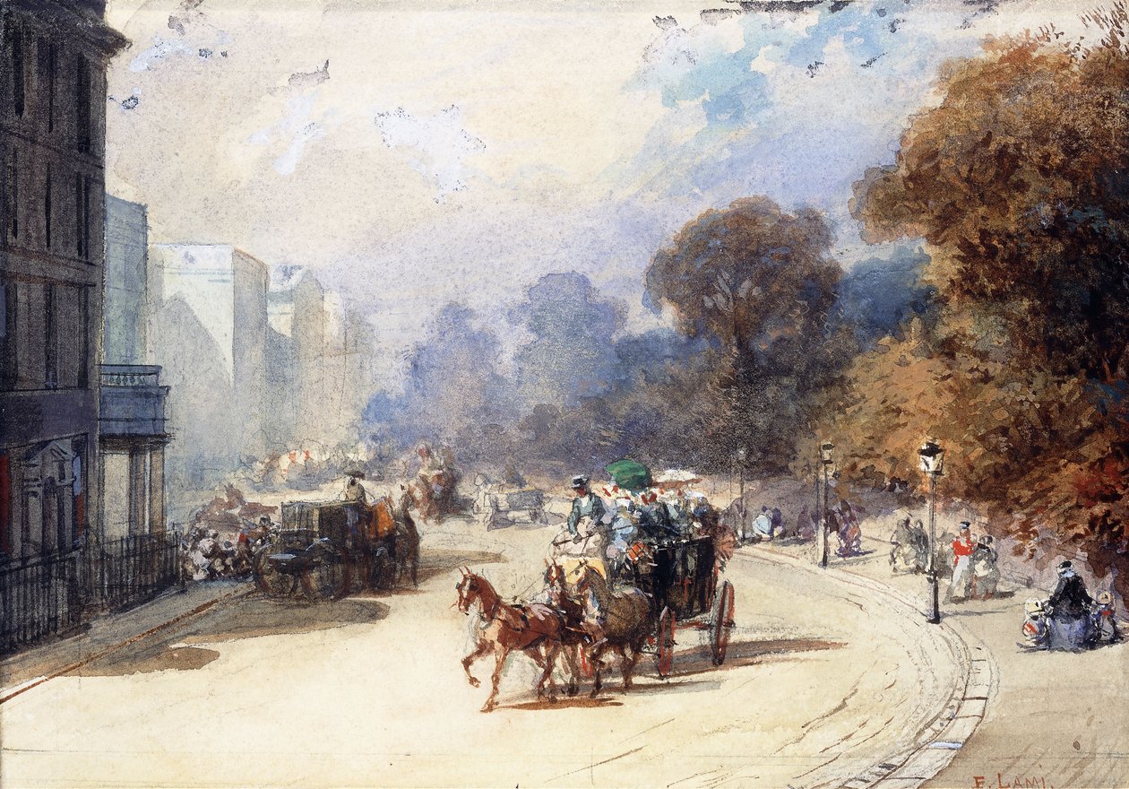 En vagn vid Hyde Park Corner, London av Eugene Louis Lami