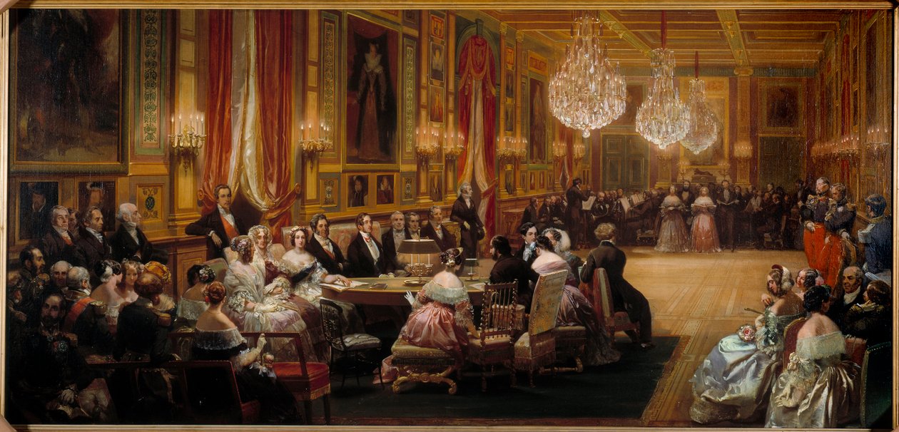 Aubert dirigerar sångarna i Opera comique framför Louis Philippe I (1773-1850), kungafamiljen, drottning Victoria och prins Albert. Målning av Eugene Louis Lami (1800-1890) 1844 Sön. 0,83x1,72 m av Eugene Louis Lami