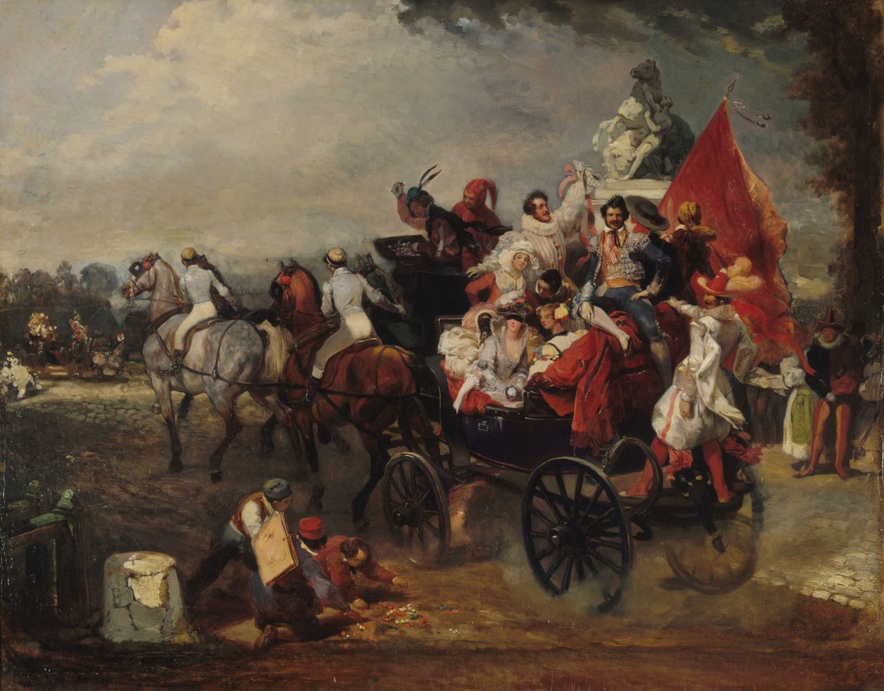 Karnevalsscen, Place de la Concorde, 1834. av Eugene Louis Lami