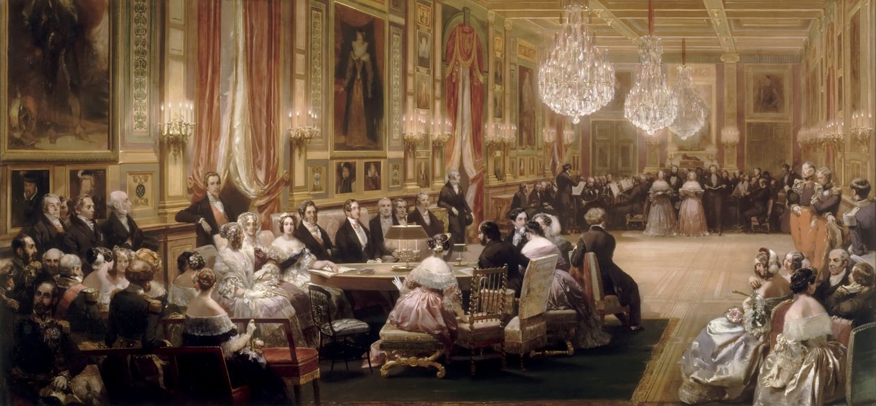Konsert i Galerie des Guise på Chateau de Eu, 4 september 1843 av Eugene Louis Lami