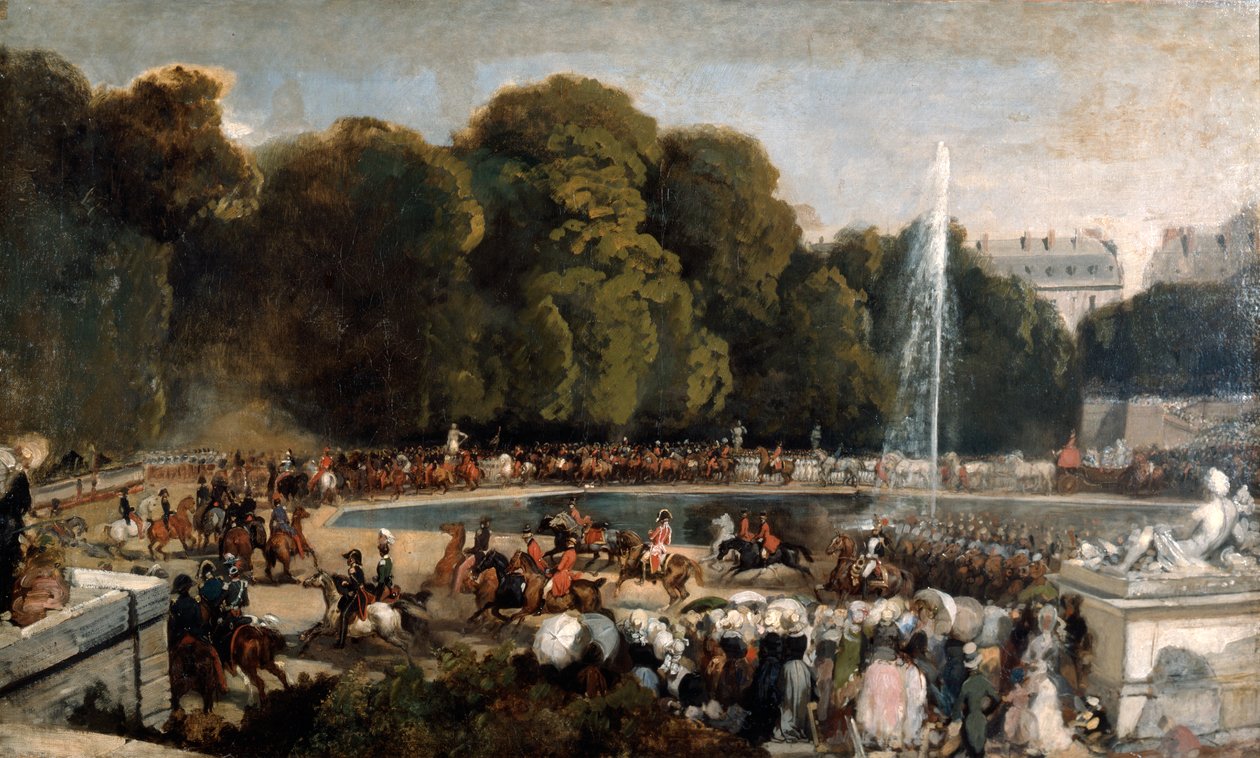 Hertiginnan av Orleans inträde i Tuileriernas trädgård, 1841 av Eugene Louis Lami