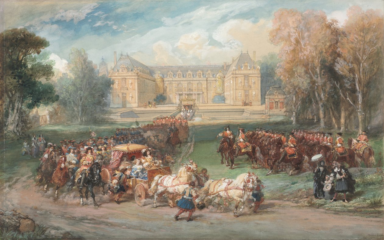 Ludvig XIV kör sin buss i parken i Versailles av Eugene Louis Lami
