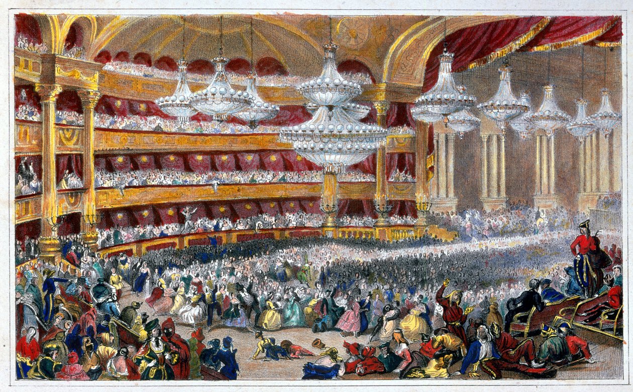 Maskbal på Operan på 1800-talet - av Dolfino, efter Lami. av Eugene Louis Lami