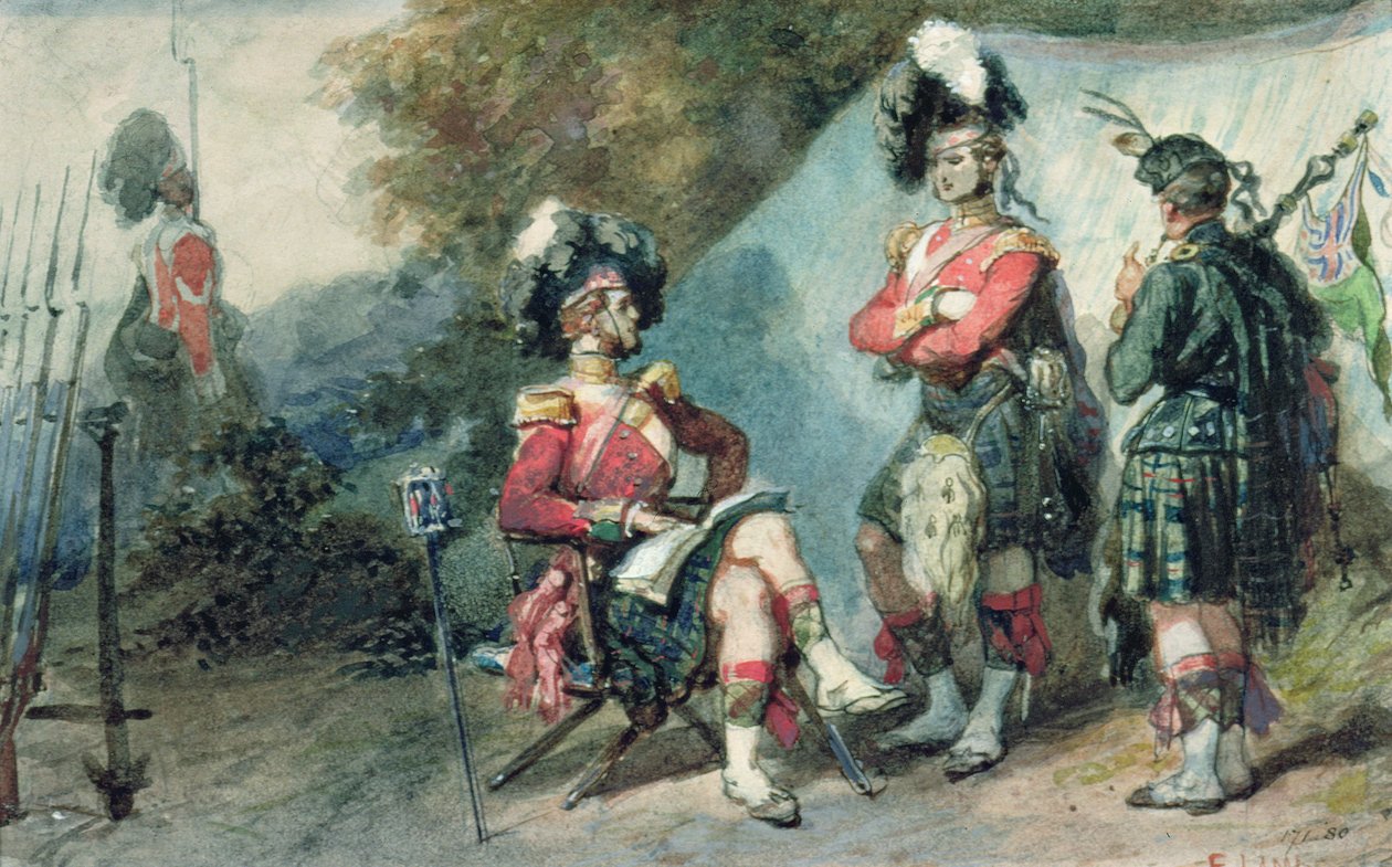 Officerare för 79th Highlanders vid Chobham Camp 1853 av Eugene Louis Lami
