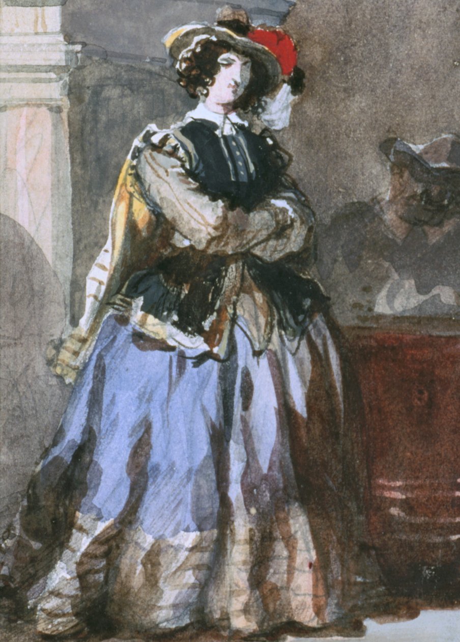 Porträtt av kvinna, 1800-talet. av Eugene Louis Lami