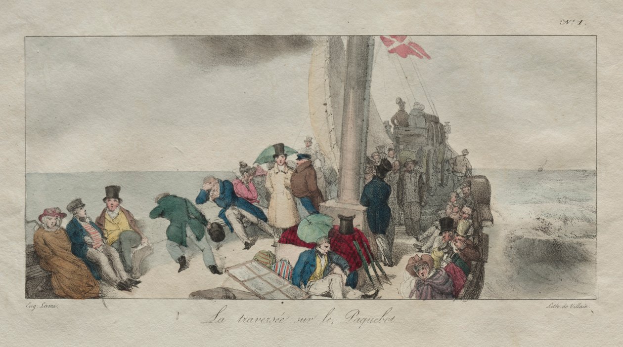 Souvenirs of London: Crossing on the Packet Boat, 1826. av Eugene Louis Lami