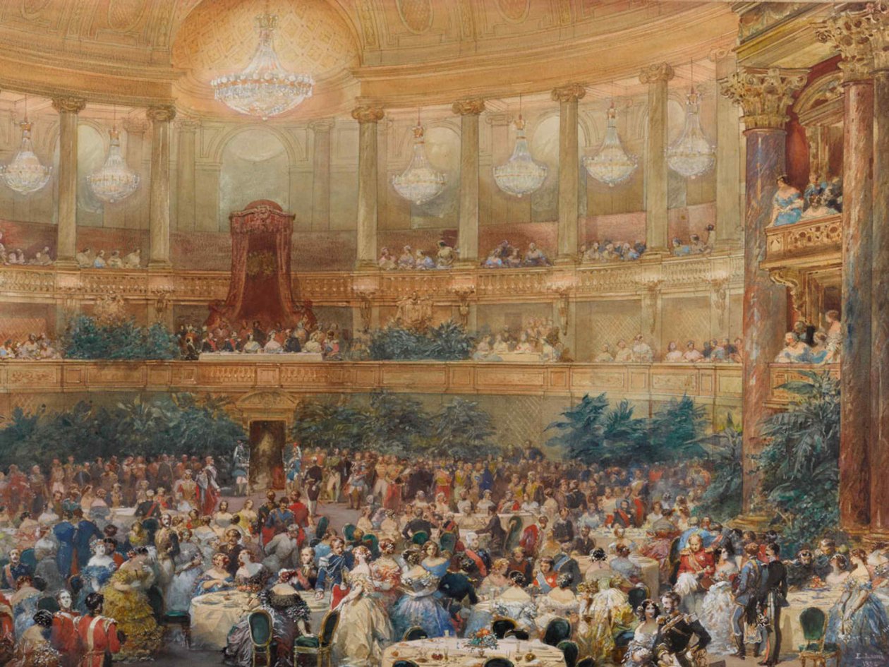 Middagen i Versailles i närvaro av Napoleon III, 1854. av Eugene Louis Lami
