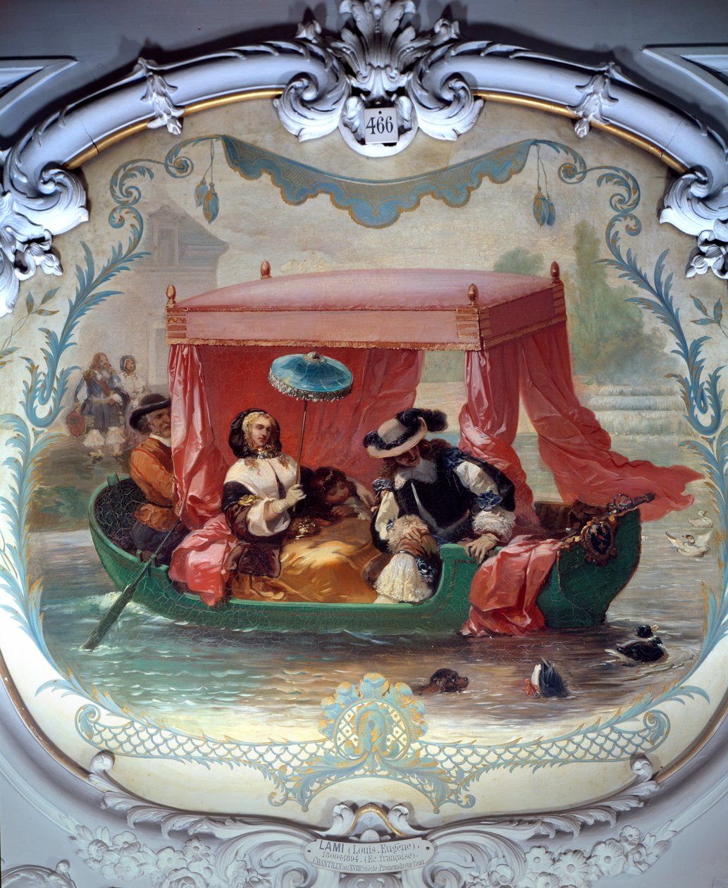 Gå på vattnet. Båt med kapell. Målning av Eugene Louis Lami (1800-1890) av Eugene Louis Lami
