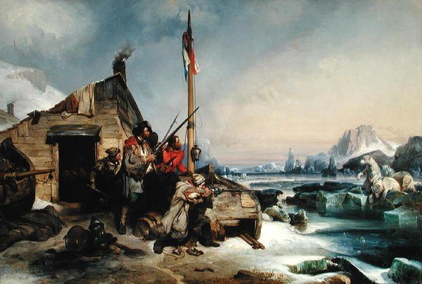 Övervintring av ett lag holländska sjömän på den östra kusten av Novaja Zemlja, 1839 av Eugene Modeste Edmond Lepoittevin