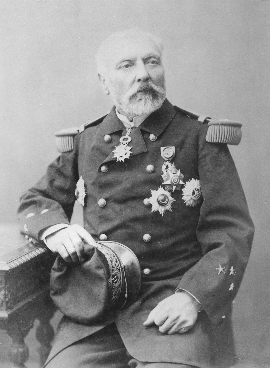 Porträtt av Hyacinthe Laurent Théophile Aube av Eugene Pirou
