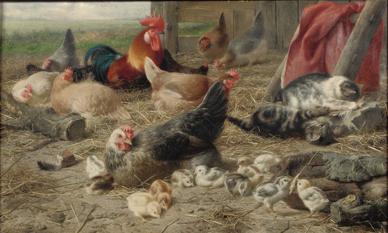 In the Barnyard (olja på duk) av Eugene Remy Maes