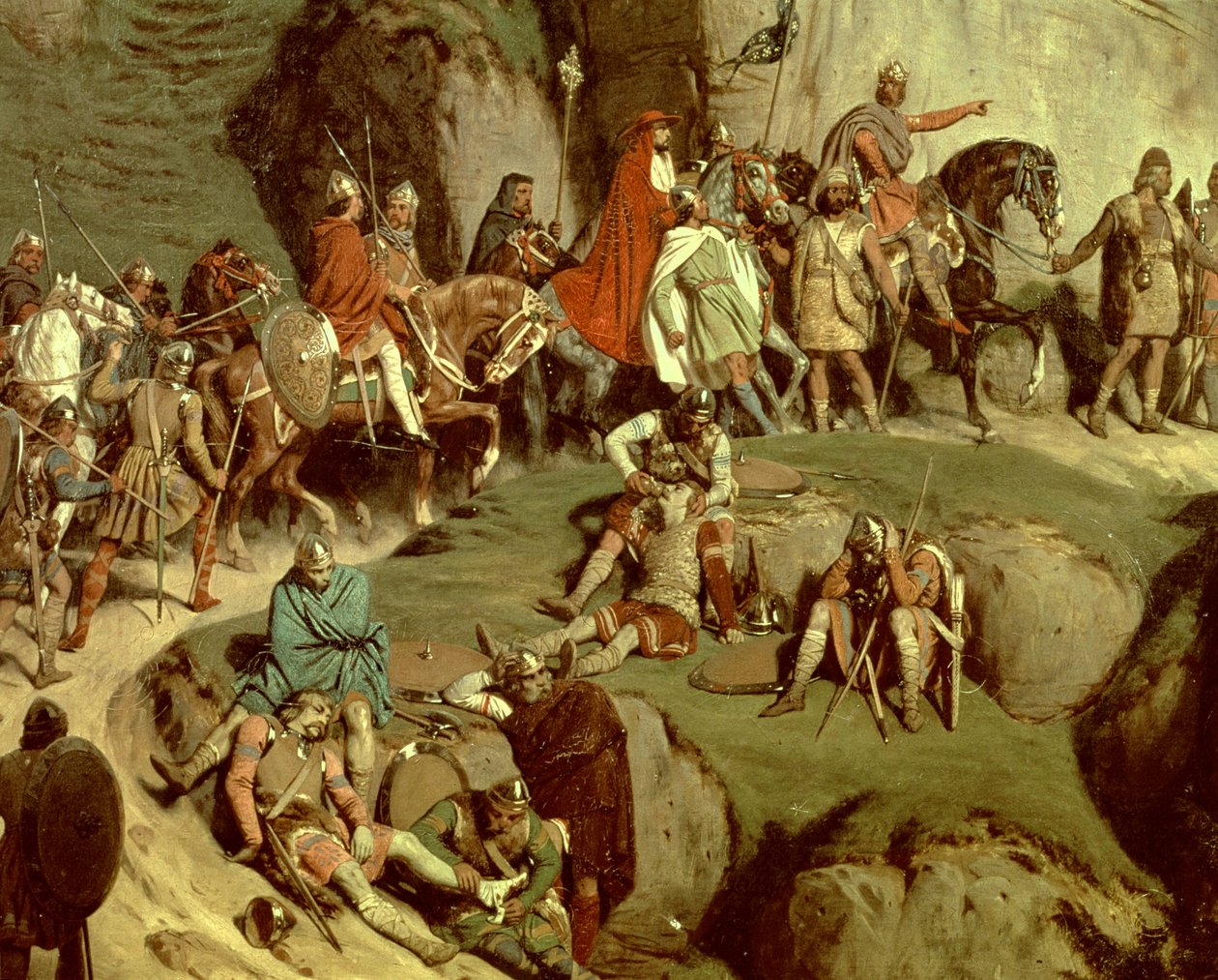 Karl den Store korsar Alperna 773, detalj om kejsaren och hans följe (olja på duk) av Eugene Roger