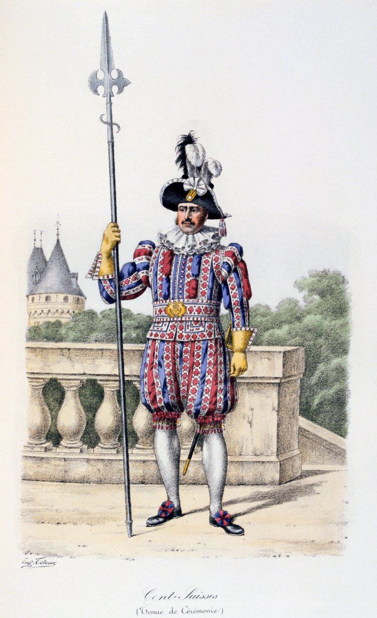 Cent-Suisses, ceremoniell klänning, 1814-17 av Eugene Titeux